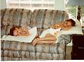 Stephanie and Gretchen asleep on the couch